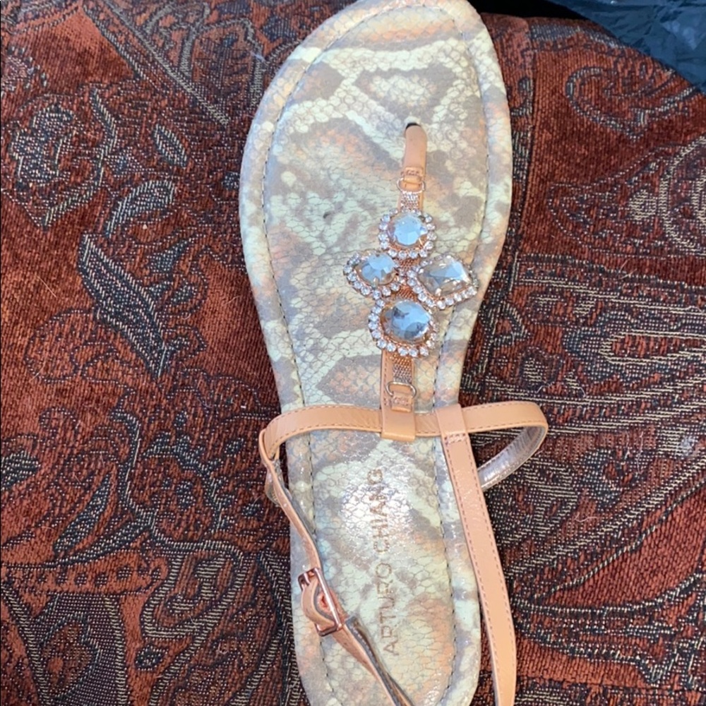 Peach colored Snake skin sandals